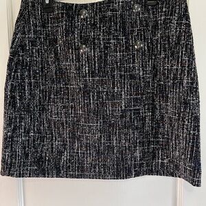 Chic Navy and White Tweed Mini Skirt